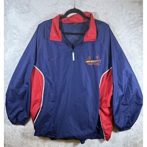 St Louis Cardinals Jacket Mens 2XL Blue MLB Baseball Pullover Quarter Zip Nike